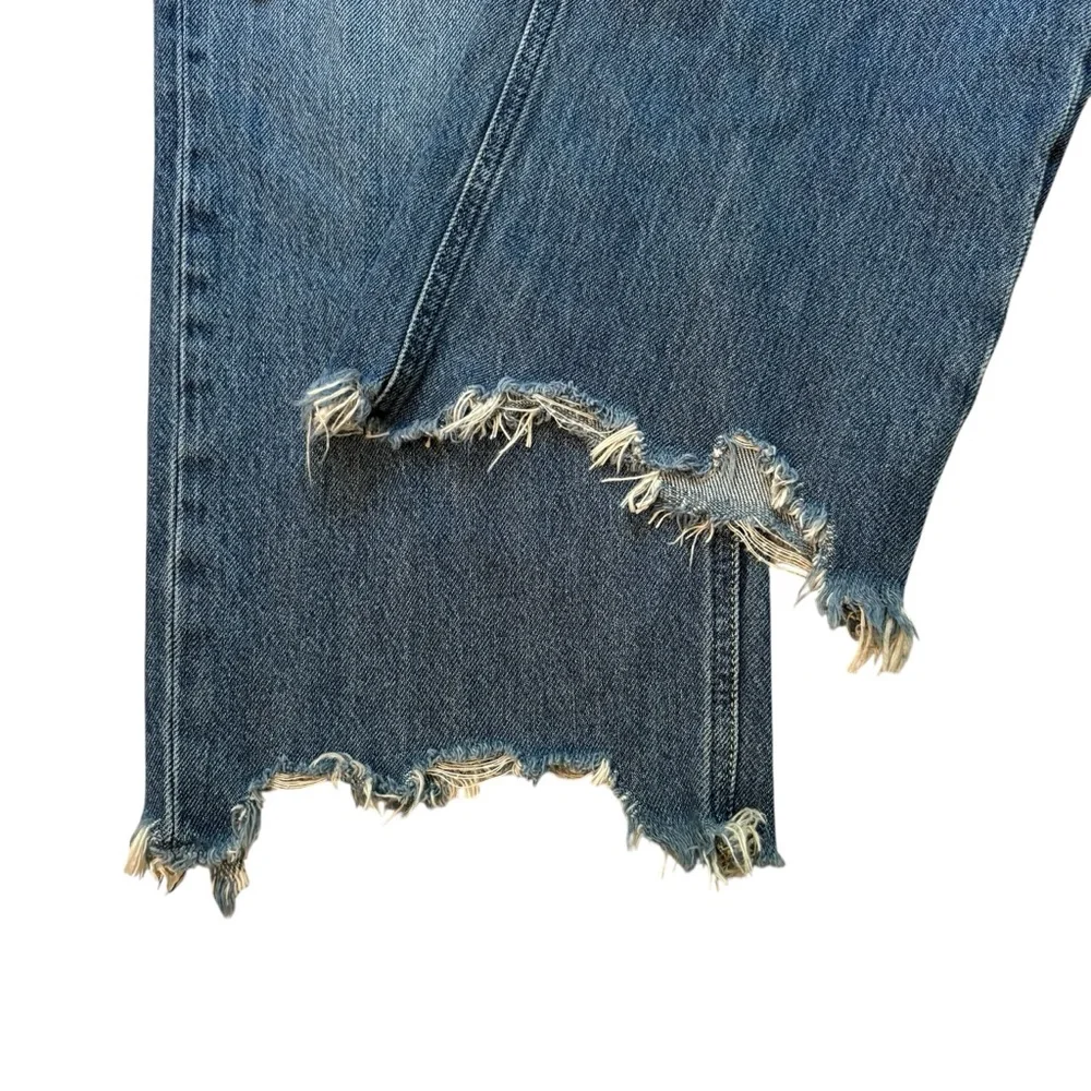 Free People Maggie Ripped Ankle Straight Leg Jeans In Sequoia Blue, Sz 32 - Picture 16 of 16